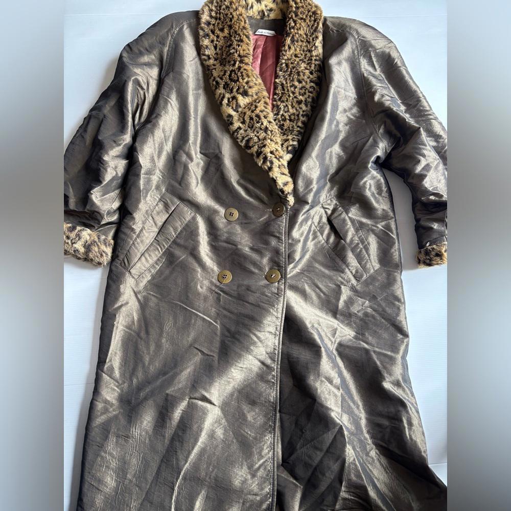 Dash Vintage Green Cheetah Print Trench Coat